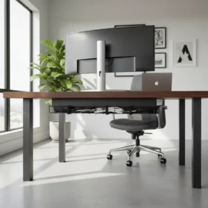 Een ergonomisch en opgeruimd bureau met perfect toegepast kabelmanagement