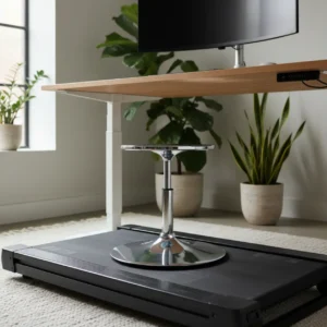 Ergonomische TreadTop stoel met ronde basis op een loopband bureau