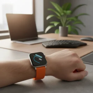 De CMF Watch 3 Pro smartwatch om de pols tijdens een productieve thuiswerkdag