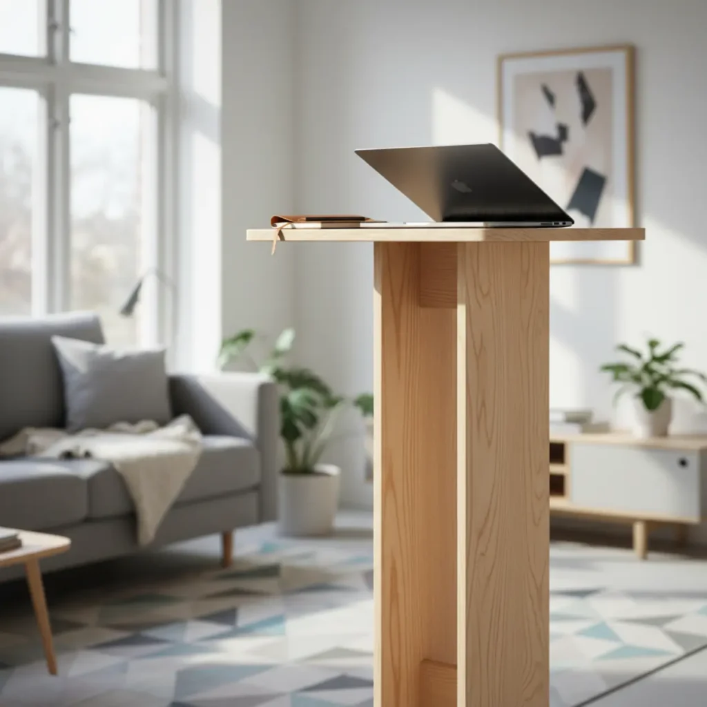 IKEA Knotten sta bureau review met laptop in een thuiswerk omgeving