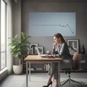 Ondernemer in thuiskantoor symboliseert stagnerende KVK cijfers en stoppende zzp'ers.