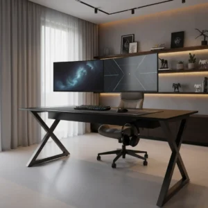 Eureka Ergonomic Z1-S gaming bureau setup in een moderne thuiswerkplek