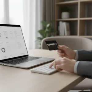 Thuiswerker achter laptop bezig met CyberGhost opzeggen en refund aanvragen