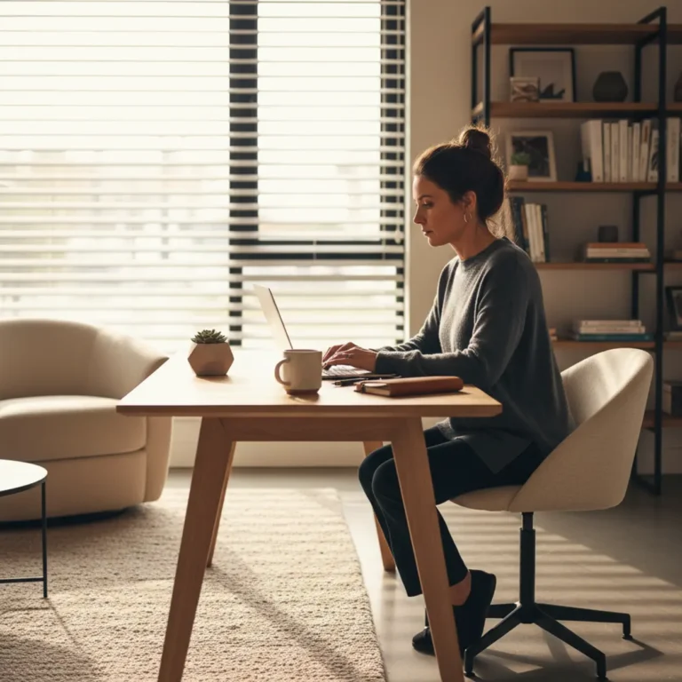 Veilige thuiswerkplek in 2026 waar een professional werkt met VPN beveiliging.