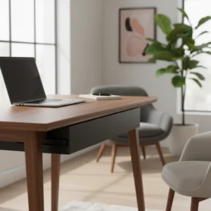 Een strakke bureaulade onder een zit-sta bureau als alternatief voor de Fully desk drawer