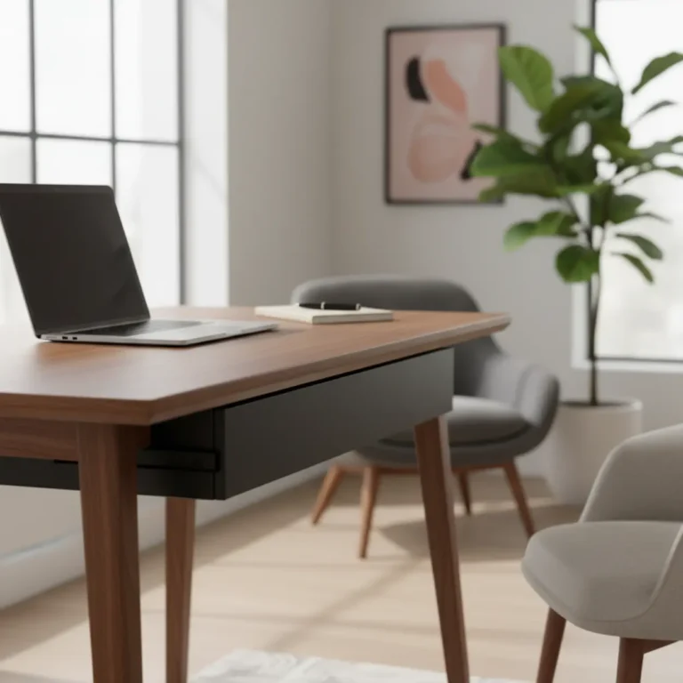 Een strakke bureaulade onder een zit-sta bureau als alternatief voor de Fully desk drawer
