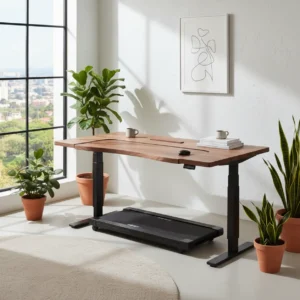 iMovR Omega Denali Treadmill Desk met ThermoTread GT loopband in een modern thuiskantoor