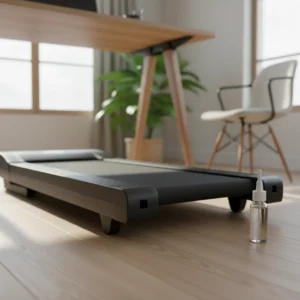 Close-up van een loopband onder een bureau klaar voor onderhoud met siliconenolie.