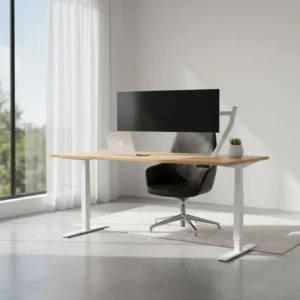 FlexiSpot Vici EC9 elektrisch zit-sta bureau in een moderne thuiswerkplek setting.