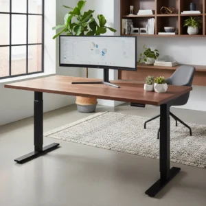 Een stabiel en hoogwaardig zit-sta bureau in een modern thuiskantoor als beter alternatief voor de Fully Jarvis.