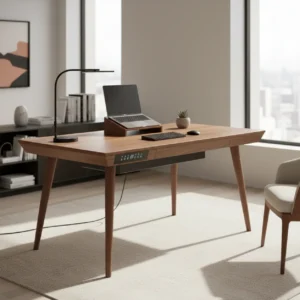 De Beflo Tenon uit onze review is een luxe, slim zit-sta bureau met vier poten in een modern thuiskantoor.