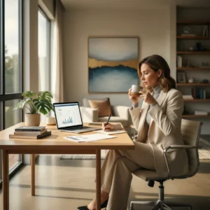 Een thuiswerkende ondernemer controleert kritisch een factuur nadat de accountant eenzijdig de tarieven verhoogt wegens inflatie.