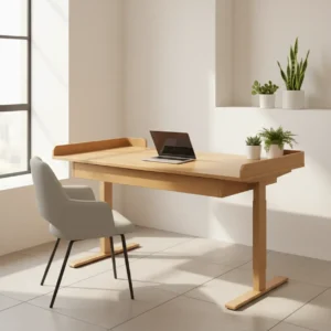 De iMovR Captains Desk is een premium elektrisch zit-sta bureau met een uniek houten blad, ideaal voor de moderne thuiswerkplek.