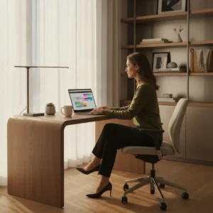 Een thuiswerkende professional illustreert de gevolgen van de snelle stijging van het aantal flexwerkers op de arbeidsmarkt.