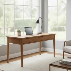 Een modern thuiskantoor met het Flexispot Esben zit sta bureau met ingebouwde lades.