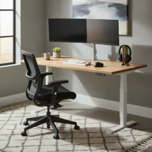 Een moderne en ergonomische thuiswerkplek die goedkoop is geüpgraded met slimme tech deals.