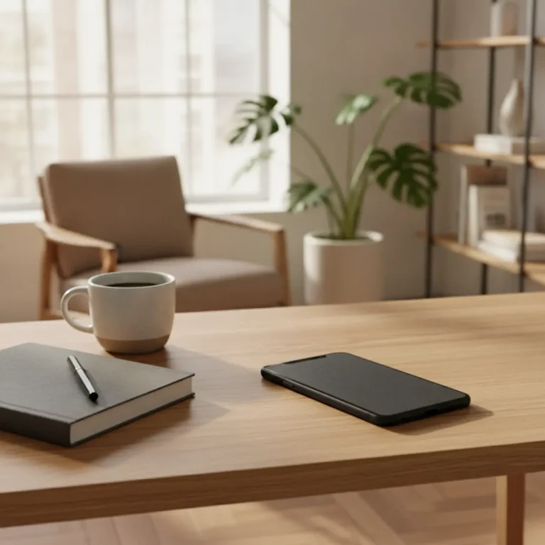 De TCL Nxtpaper 70 Pro smartphone met mat beeldscherm op een bureau, ideaal voor thuiswerkers met vermoeide ogen.