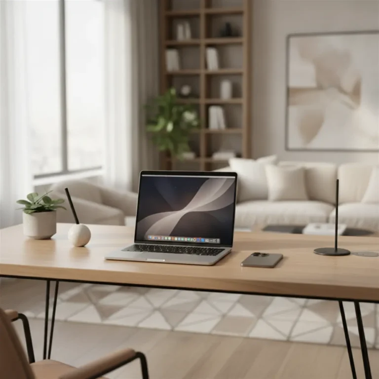 Een moderne thuiswerkplek met een MacBook en iPhone waarop de nieuwe iOS 27 en macOS 27 bèta draait.