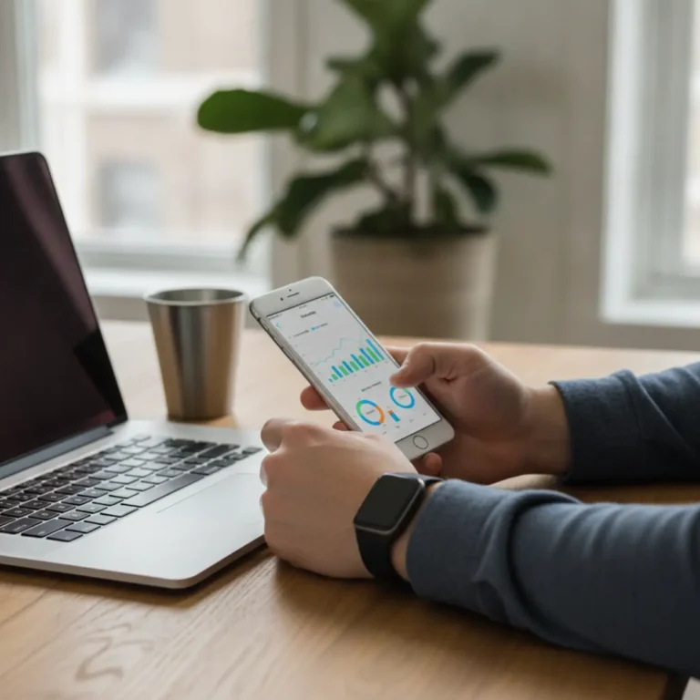 Een persoon bekijkt gezondheidsstatistieken op een iPhone na succesvol de Fitbit koppelen aan Apple Health.