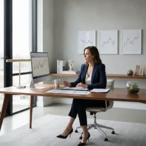 Een thuiswerkende DGA bekijkt de financiële administratie rondom het gebruikelijk loon en de managementovereenkomst.